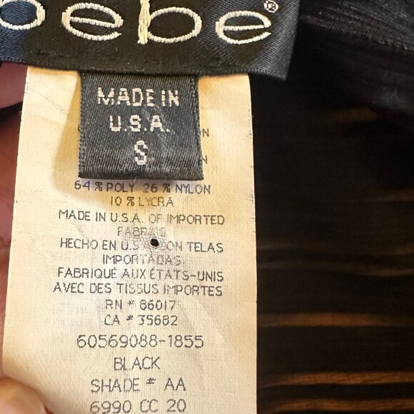 Bebe y2k Vintage Sheer Black Striped Top Collared Neckline & 3/4 Sleeves - Picture 6 of 6